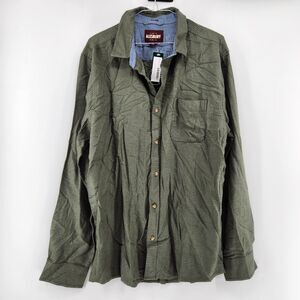 Alesbury Men's Green Olive Large Essential Brushed Twill Shirt NWT